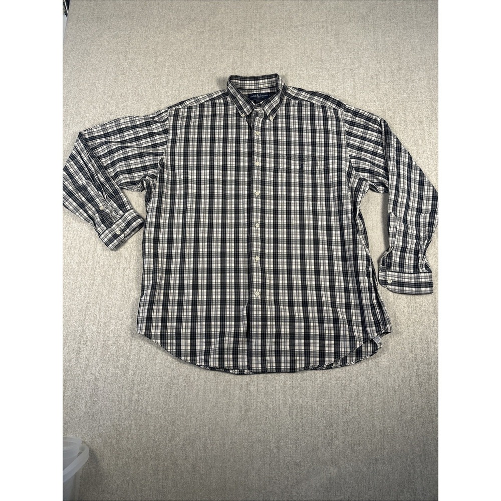 Polo‎ Ralph Lauren Button Down Mens XL Black Plaid Marlowe Long Sleeve Pony